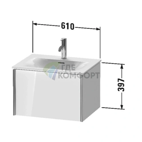 Подвесная тумба Duravit XViu 610x800x480 мм для раковины, белый глянцевый/champagne matt (XV40320B122) - фото 2