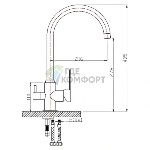 Смеситель для кухни Zorg Clean Water ZR 317 YF-33 BR в цвете браш - фото 2