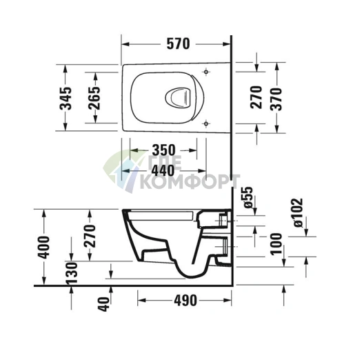 Унитаз подвесной Duravit Viu 370x570 мм с технологией rimless и системой крепления Durafix (25110900001) - фото 2