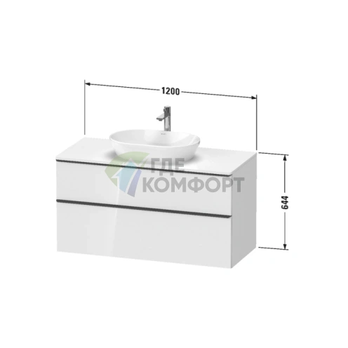 Подвесная тумба Duravit D-Neo с 2 ящиками, 644x1200x550 мм, белый глянец (DE496902222) - фото 2