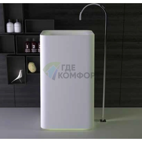 Раковина KNIEF Shine белая матовая с LED подсветкой, 53x43x90 см - фото 1