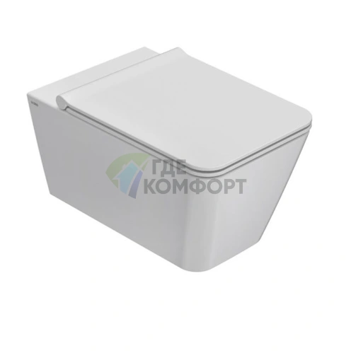 Подвесной унитаз GLOBO Stone безободковый 52x36 см со скрытым креплением, белый (STS05.BI) - фото 1