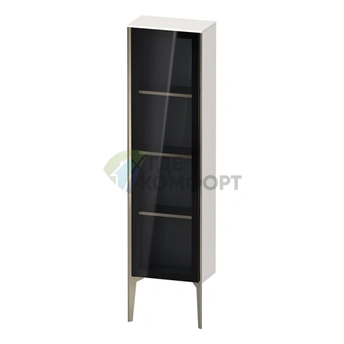 Подвесной шкаф Duravit XViu 1330x400x240 мм со стеклянной дверью и полками, цвет белый глянцевый/шампань мат (XV1365LB122) - фото 1
