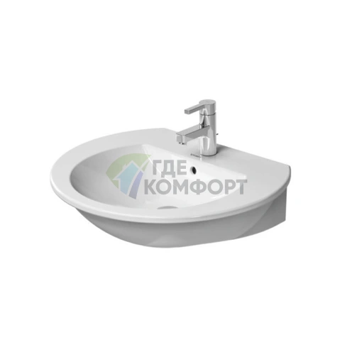 Раковина Duravit Darling New 550x480 мм с переливом и отверстием под смеситель, белая (2621550000) - фото 3