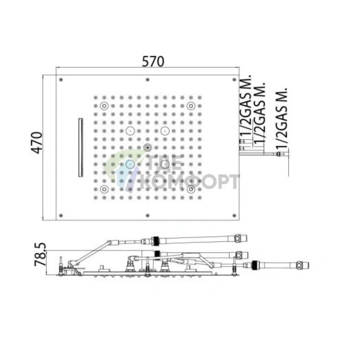 Верхний душ BOSSINI DREAM/3 с LED-подсветкой, 3 режимами и блоком управления (H38940.021) - фото 2