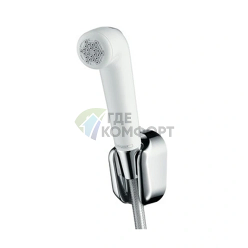 Гигиенический душ Hansgrohe 1jet — 1,60 м со шлангом и держателем, белый/хром (32122000) - фото 1