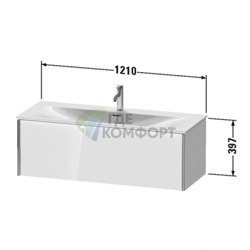 Тумба подвесная Duravit XViu белый глянцевый/champagne matt для раковины (XV40360B122) - фото 2
