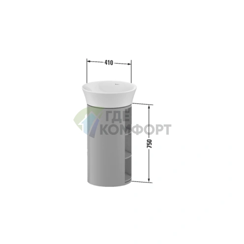Тумбочка напольная Duravit White Tulip с двумя деревянными полками, 751x350x410 мм, белый высокоглянцевый (WT423908585) - фото 2