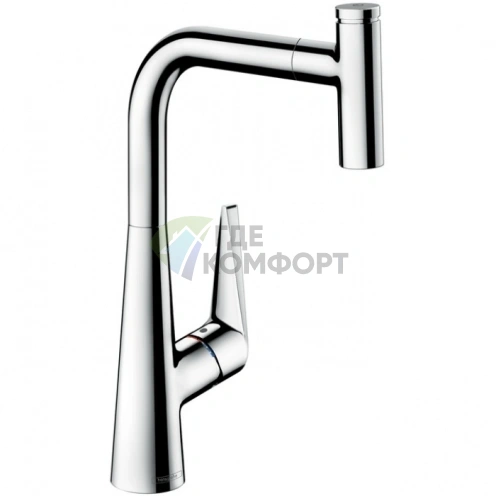 Кухонный смеситель Hansgrohe Talis Select M51 с выдвижным душем и поворотным изливом (72821800) - фото 1