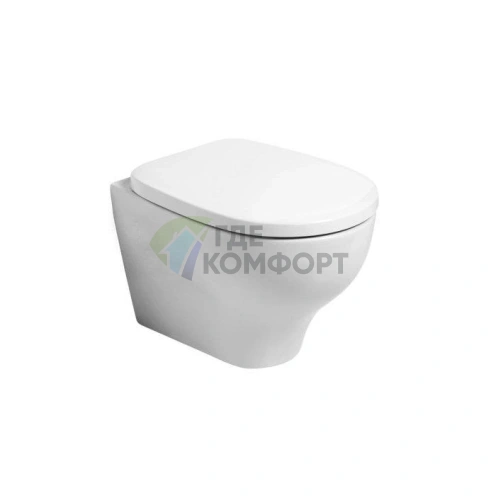 Подвесной унитаз AZZURRA PRATICA безободковый 525x350х375 мм, система Easy Clean, белый (с креплением) (P2VCSPE00000BI) - фото 1