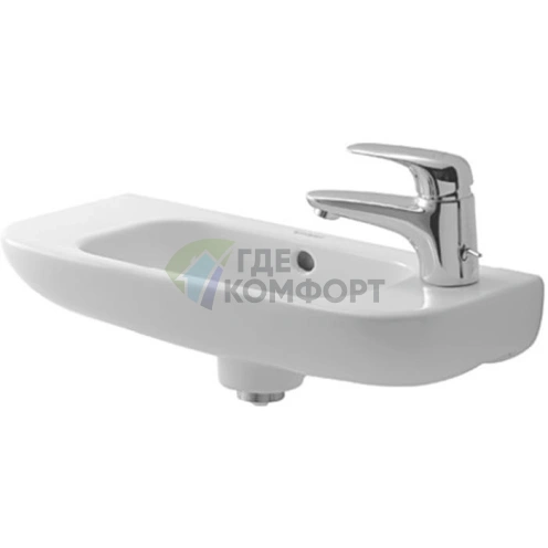 Раковина Duravit D-Code белая с переливом и отверстием под смеситель справа 500x220 мм (7065000082) - фото 3