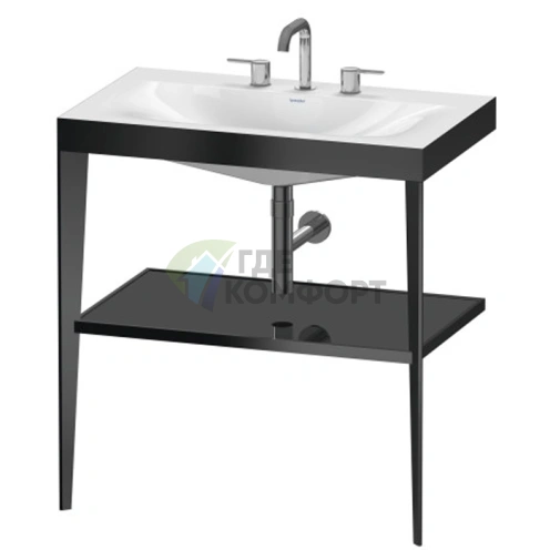Напольная консоль Duravit XViu с раковиной и полкой, 850x800x480 мм, матовый черный/глянцевый черный (XV4715TB240) - фото 1