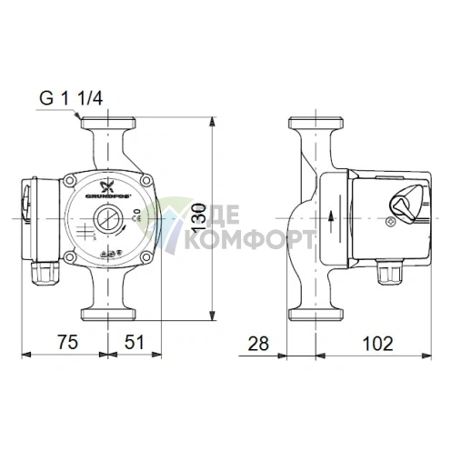 Циркуляционный насос Grundfos UPS 20-60 130 - фото 3