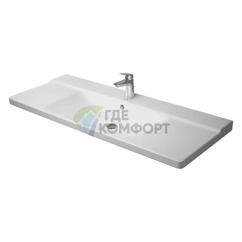 Раковина Duravit P3 Comforts для мебели с переливом 1250x500 мм белого цвета (2332120000) - фото 1