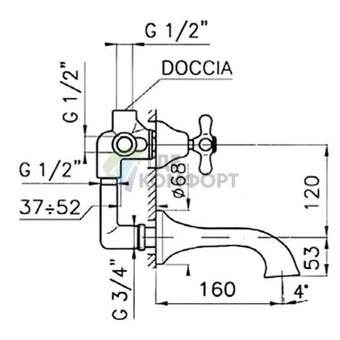Смеситель Nicolazzi Articoli Vari с выносом 160 мм, цвет бронза (C2503BZ) - фото 2