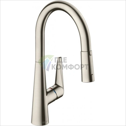 Кухонный смеситель Hansgrohe Metris Select M71 с выдвижным изливом, хром (73802800) - фото 1
