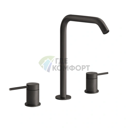 Смеситель для раковины GESSI 316 на 3 отверстия с высоким изливом, цвет Brushed Black Metal PVD (54411#707) - фото 1