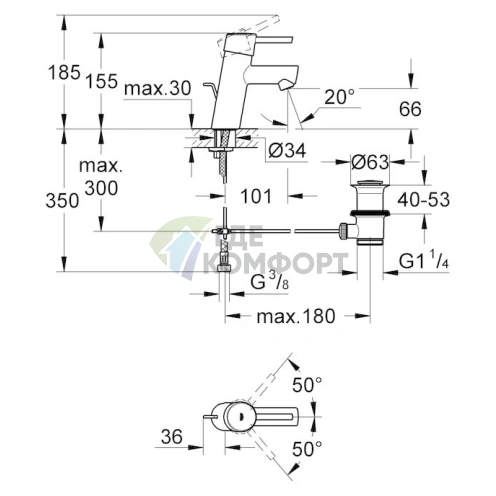 Смеситель для раковины Grohe Concetto 32204001 - фото 6